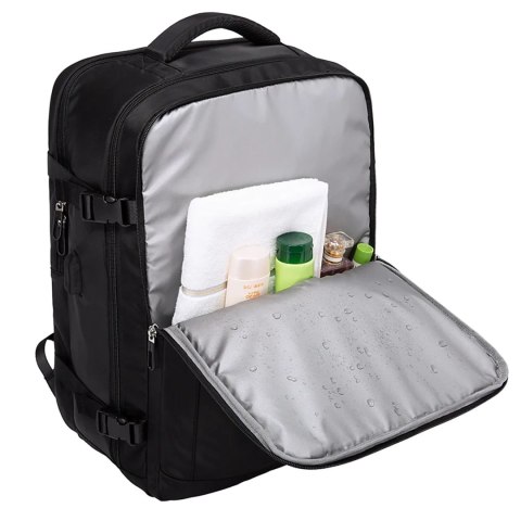 Plecak wodoodporny Bange na laptopa 15.6" miejski podróżny 46x31.5x20 cm do pracy samolotu męski damski z z gniazdem USB Czarny