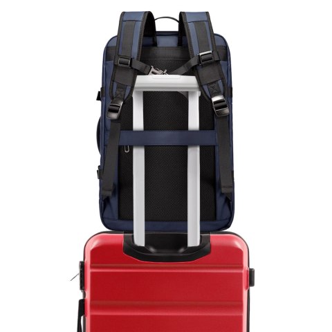 Plecak wodoodporny Bange na laptopa 15.6" miejski podróżny 47x31x15-25 cm do pracy samolotu męski damski z portem USB Granatowy