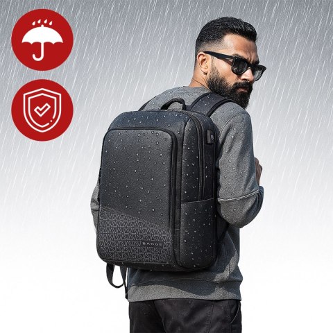 Plecak wodoodporny Bange na laptopa 15.6" miejski podróżny 49x31x18 cm powiększany do pracy samolotu męski damski z gniazdem USB