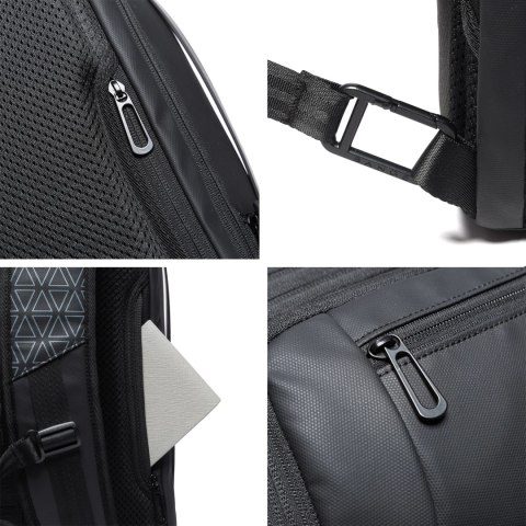 Plecak wodoodporny Bange na laptopa 15.6" miejski podróżny 49x31x18 cm powiększany do pracy samolotu męski damski z gniazdem USB