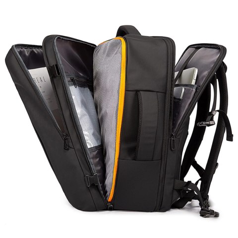 Plecak wodoodporny Bange na laptopa 17" miejski podróżny 47.5x31x26 cm rozszerzany do pracy samolotu męski damski Czarny