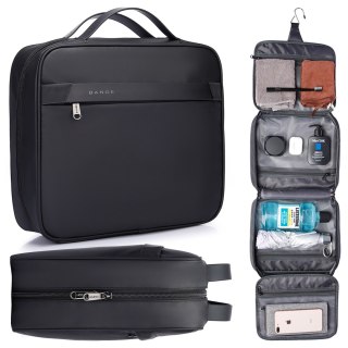 Torba wodoodporna Kosmetyczka Bange 30x26x10 cm rozkładana na kosmetyki akcesoria Podróżna damska męska Czarna