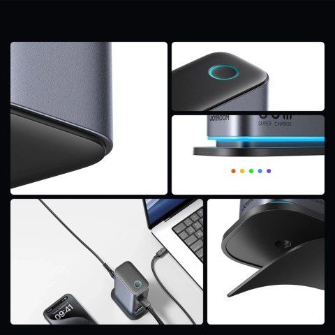 Wieloportowa ładowarka Joyroom 65W GaN, 4x USB-C, 2x USB-A, ciemnoszara
