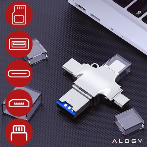 Czytnik kart SD Alogy SmartRead Pro 4w1 adapter USB3.0 do TF / Lightning / USB-C / micro USB