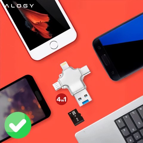 Czytnik kart SD Alogy SmartRead Pro 4w1 adapter USB3.0 do TF / Lightning / USB-C / micro USB