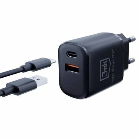 Ładowarka sieciowa 3mk HyperCharger 20W 1xUSB-C + 1xUSB-A PD/QC Czarny