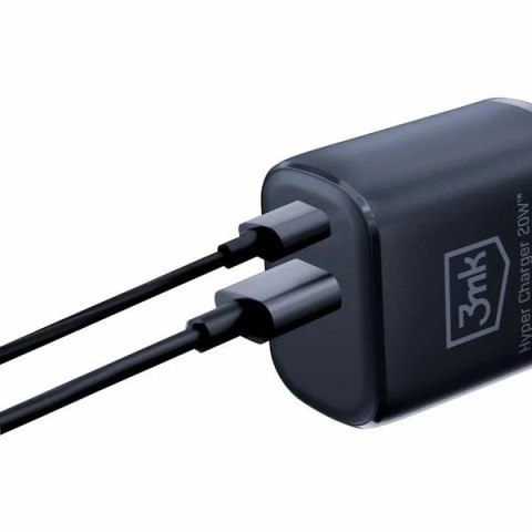 Ładowarka sieciowa 3mk HyperCharger 20W 1xUSB-C + 1xUSB-A PD/QC Czarny