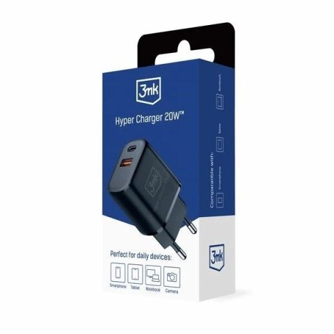 Ładowarka sieciowa 3mk HyperCharger 20W 1xUSB-C + 1xUSB-A PD/QC Czarny