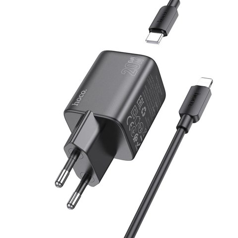 Ładowarka sieciowa HOCO Typ C + kabel Typ C do Lightning QC PD 20W Czarna