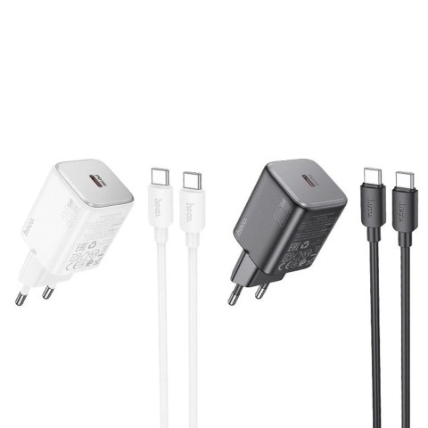 Ładowarka sieciowa HOCO Typ C + kabel Typ C do Typ C QC PD 20W Czarna