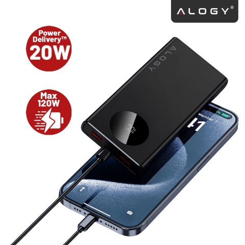 PowerBank 10000mAh z Technologią PD 120W, Szybkie Ładowanie PowerDelivery, Porty 2x USB-A i 1x USB-C, Wysoka Moc i Kompaktowy De