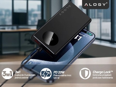 PowerBank 10000mAh z Technologią PD 120W, Szybkie Ładowanie PowerDelivery, Porty 2x USB-A i 1x USB-C, Wysoka Moc i Kompaktowy De