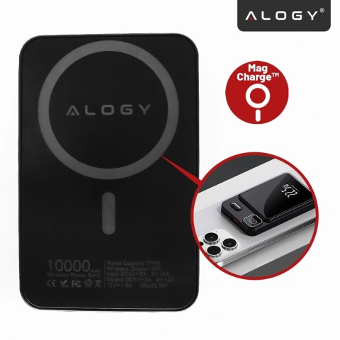 PowerBank Bezprzewodowy 10000mAh z Technologią MagSafe, Szybkie Ładowanie 22.5W PD20W, Kompaktowy i Magnetyczny, Alogy MagCharge