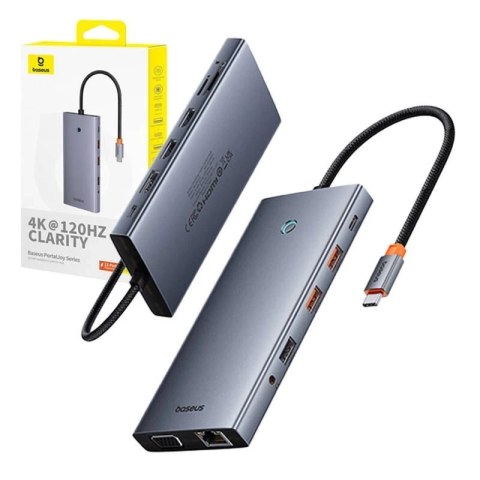 Hub 13w1 Baseus PortalJoy USB-C HDMI+DP+VGA+C+USB+PD+RJ45 Szary