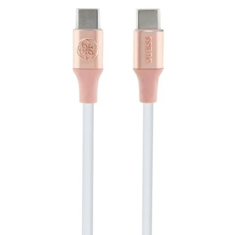 Kabel Guess USB-C do USB-C 1,5m, silikonowy, szybkie ładowanie, różowy