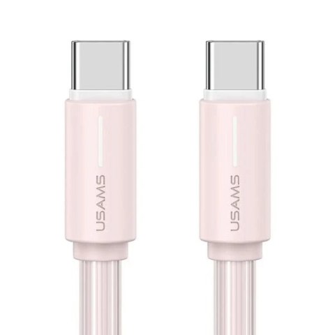 Kabel USAMS SJ734 USB-C do USB-C 1m, 60W, różowy, YU Series, szybki i trwały