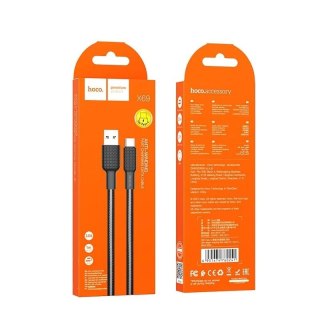 HOCO Kabel USB-A do Typ C X69 1 m Czarno-Biały 3A Nylonowy Oplot