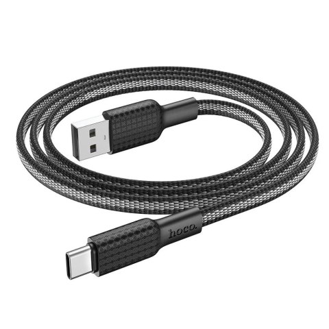 HOCO Kabel USB-A do Typ C X69 1 m Czarno-Biały 3A Nylonowy Oplot