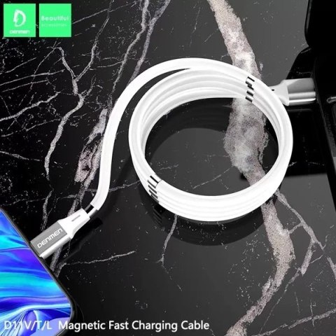 Kabel USB Typ-C Denmen D11T 2.4A Czarny 1m Magnetyczny