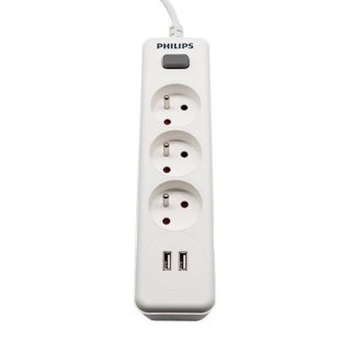 Philips SPN3032WA/60 Przedłużacz Sieciowy 3 Gniazda + 2 USB-A 2m Biały