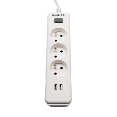 Philips SPN3032WA/60 Przedłużacz Sieciowy 3 Gniazda + 2 USB-A 2m Biały
