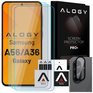 3x Szkło hartowane na ekran + szkło na obiektyw do Samsung Galaxy A56/A36 5G 2025 ochronne szkiełko na ekran i aparat 9H Alogy G