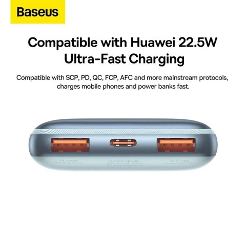 BASEUS Power Bank 10000 mAh + Kabel USB-A do Typ-C PD QC3.0 3A 20W PPBD040103 Niebieski