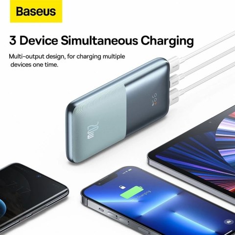 BASEUS Power Bank 10000 mAh + Kabel USB-A do Typ-C PD QC3.0 3A 20W PPBD040103 Niebieski