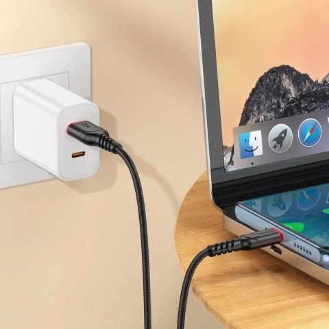 HOCO Kabel USB-A do Typ C X59 3 m Czarny 3A Nylonowy Oplot Wytrzymały