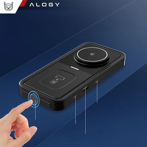 Ładowarka Indukcyjna Alogy Bezprzewodowa Qi PD QC 3.0 2w1 Szybka do Apple iPhone Airpods Watch Stacja ładująca stojak czarna