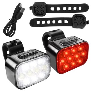 Lampka rowerowa LED 500 LM 200 LM Alogy DuoRide™ Lights 20 LED Latarka na rower wodoodporne światło światełko na przód i tył prz