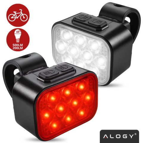 Lampka rowerowa LED 500 LM 200 LM Alogy DuoRide™ Lights 20 LED Latarka na rower wodoodporne światło światełko na przód i tył prz