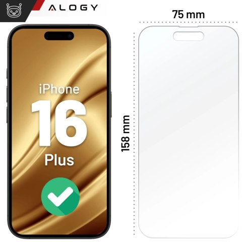 Szkło "NIETŁUKĄCE" do Apple iPhone 16 Plus hybrydowe Alogy Flexi Full Glass 9H płaskie na cały ekran
