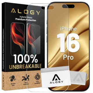 Szkło "NIETŁUKĄCE" do Apple iPhone 16 Pro hybrydowe Alogy Flexi Full Glass 9H płaskie na cały ekran