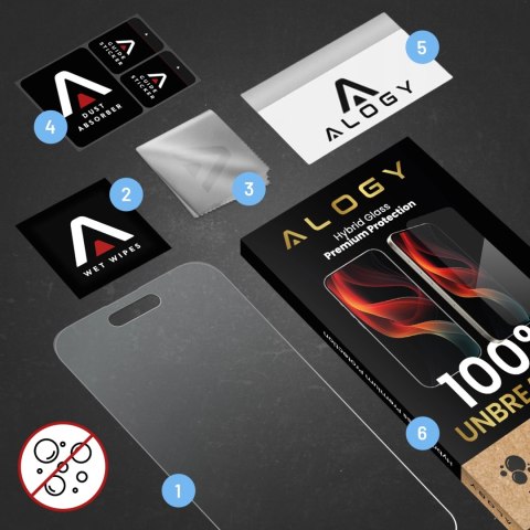 Szkło "NIETŁUKĄCE" do Apple iPhone 16 hybrydowe Alogy Flexi Full Glass 9H płaskie na cały ekran
