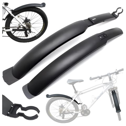 Błotniki rowerowe zestaw przód i tył komplet Alogy BikeShield Set wachlarze uniwersalne Błotnik rowerowy Czarne