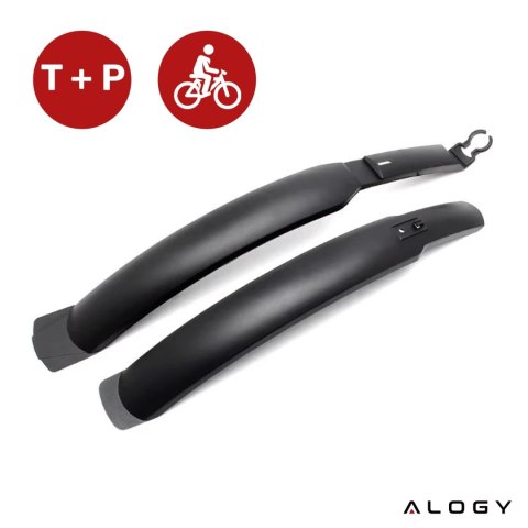 Błotniki rowerowe zestaw przód i tył komplet Alogy BikeShield Set wachlarze uniwersalne Błotnik rowerowy Czarne