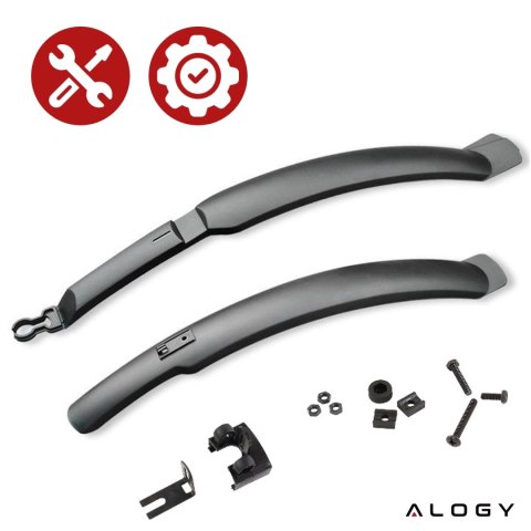 Błotniki rowerowe zestaw przód i tył komplet Alogy BikeShield Set wachlarze uniwersalne Błotnik rowerowy Czarne