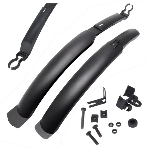 Błotniki rowerowe zestaw przód i tył komplet Alogy BikeShield Set wachlarze uniwersalne Błotnik rowerowy Czarne