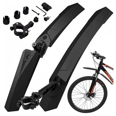 Błotniki rowerowe zestaw przód i tył komplet wachlarze uniwersalne Błotnik rowerowy chlapacze Czarne