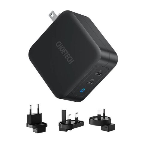 Ładowarka Sieciowa Choetech PD6008 GaN 100W 2x USB-C Power Delivery Czarna