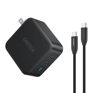 Ładowarka Sieciowa Choetech PD6008 GaN 100W 2x USB-C Power Delivery Czarna