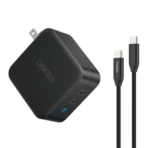 Ładowarka Sieciowa Choetech PD6008 GaN 100W 2x USB-C Power Delivery Czarna