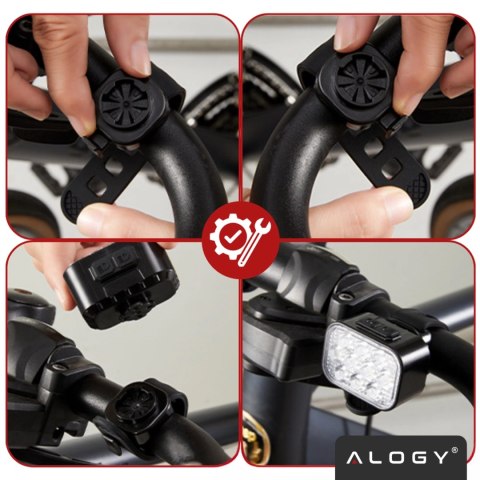 Lampka rowerowa LED 500 LM 200 LM Alogy DuoRide™ Lights 20 LED Latarka na rower wodoodporne światło światełko na przód i tył prz