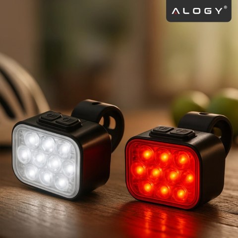 Lampka rowerowa LED 500 LM 200 LM Alogy DuoRide™ Lights 20 LED Latarka na rower wodoodporne światło światełko na przód i tył prz