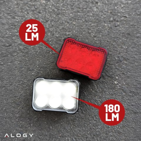 Lampka rowerowa LED Alogy SafeRide™ Lights Latarka na rower wodoodporne światło światełko na przód i tył przednia tylna 2 sztuki