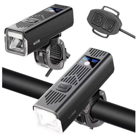 Lampka rowerowa SUPER JASNA 8H ŚWIECENIA przód LED przednia światło roweru z DZWONKIEM przewodowym oświetlenie 450LM 2000MAH wod