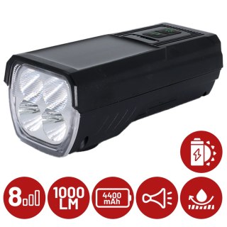 Lampka rowerowa solarna przód LED przednia światło roweru z panelem słonecznym klaksonem super mocna 1000LM 4400MAH oświetlenie 