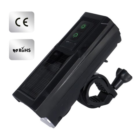 Lampka rowerowa solarna przód LED przednia światło roweru z panelem słonecznym klaksonem super mocna 1000LM 4400MAH oświetlenie 