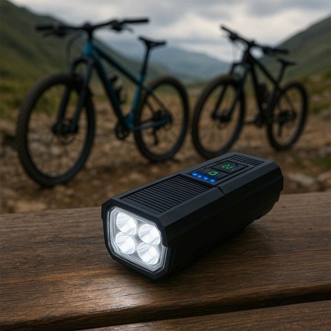 Lampka rowerowa solarna przód LED przednia światło roweru z panelem słonecznym klaksonem super mocna 1000LM 4400MAH oświetlenie 